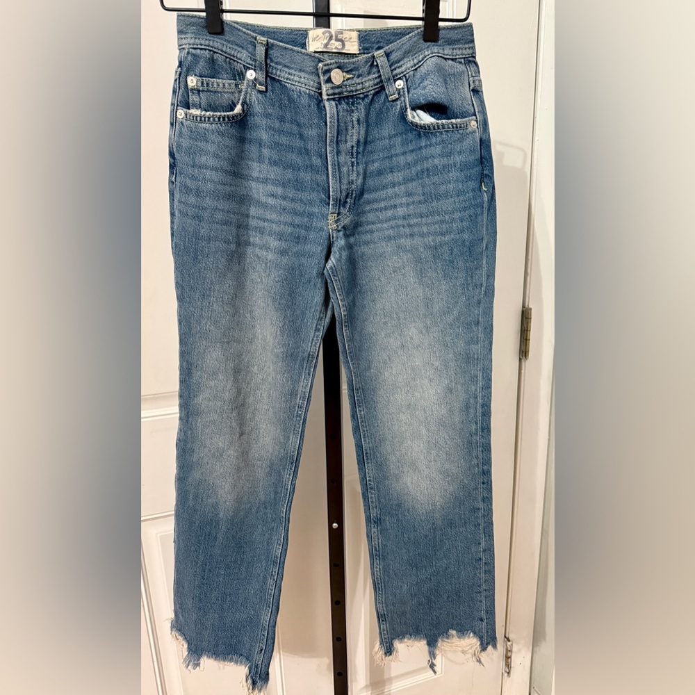 We The Free Free People Jeans Button Fly Distressed Hem Size 25